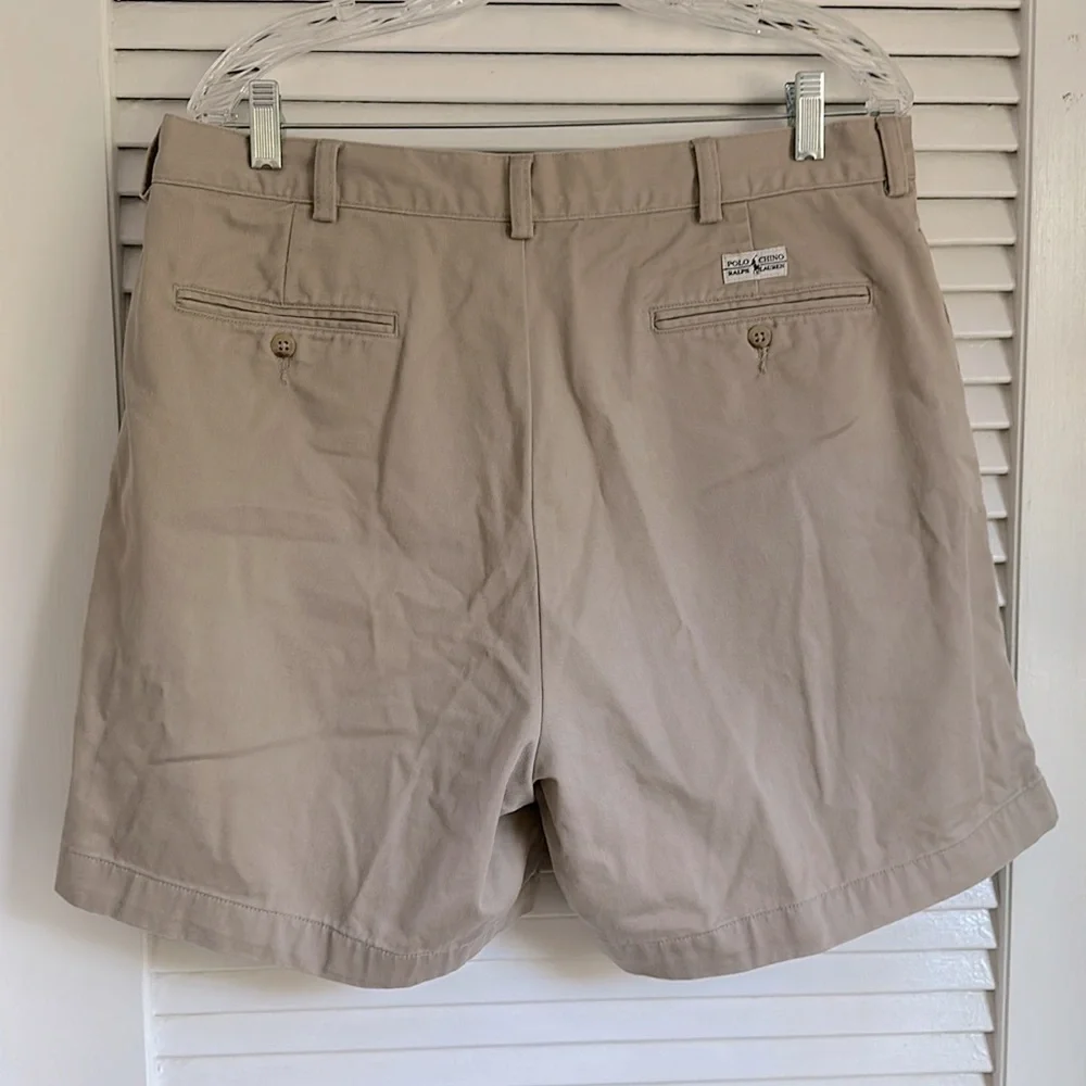 Polo by Ralph Lauren Khaki Pleated Cotton Shorts